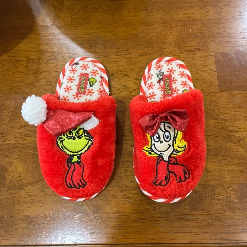DR SEUSS GRINCH & CINDY LOU HOLIDAY SLIPPERS GIRL SZ.‎ 11/12 DISPLAY